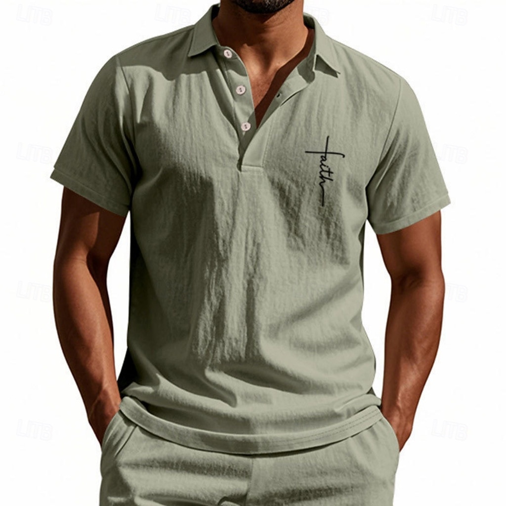 Homens Camisa de linho Camisas Polo Casual Rua Lapela Manga Curta Básico Moderno Cruz Botões Verão Primavera Normal Preto Branco Azul Marinha cáqui Verde Tropa Cinzento Camisa de linho de 2026 por $25.99 –P15