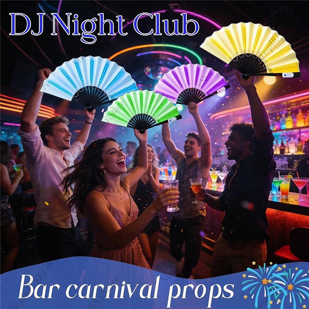 10 Inch Luminous Fan, Luminous And Colorful, Foldable Fan, Bar, Trampoline, Nightclub, Party, Stage, Atmosphere Props, Small Night Lights, Decorative Lights 1pc 2026 - $16.49 –P4