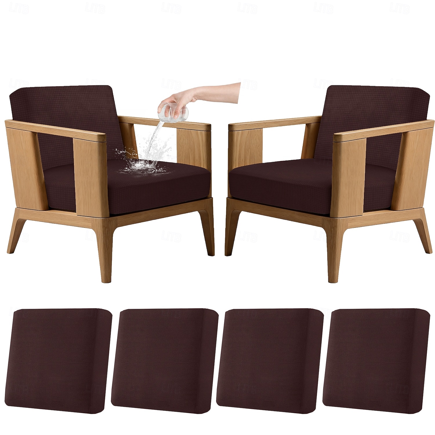 4 stuks stretch kussenhoezen voor buiten, 100% waterdicht, vervangende hoezen voor tuinbanken en -sofa's, wasbare en herbruikbare meubelbeschermers. 2026 - $45.99 –P13