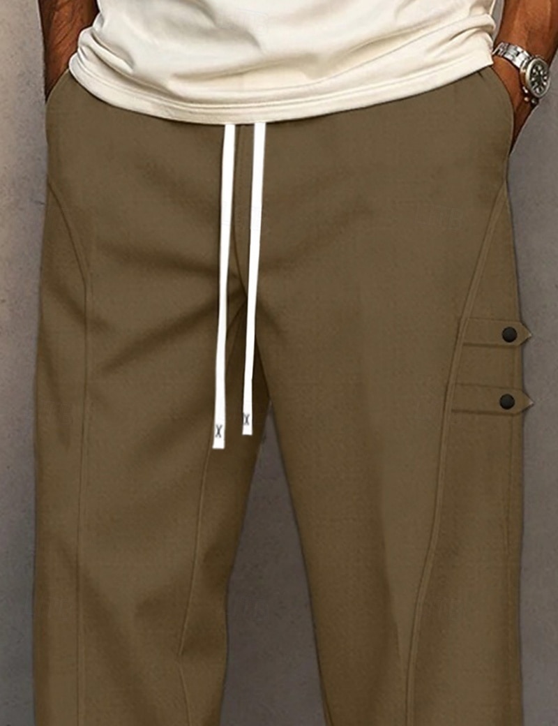 Bărbați Pantaloni Pantaloni casual Cordon Buzunar Simplu Confort Respirabil Lungime totală Casual Zilnic Casă Vacanță Modă Cămilă Gri Inelastic 2026 - $31.99 –P5