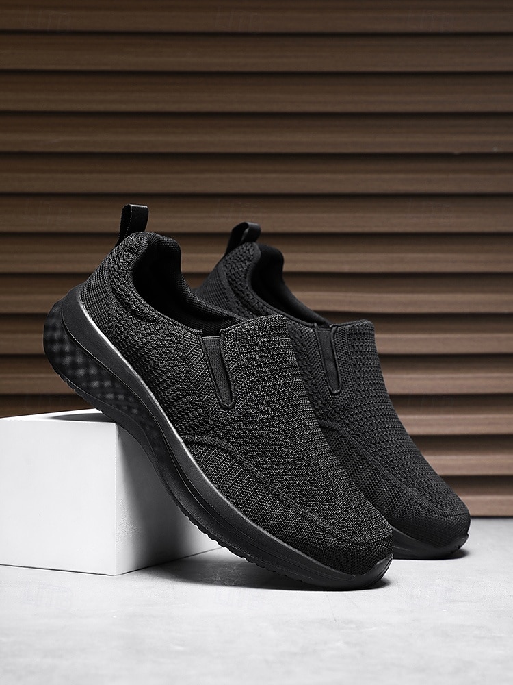 Grijze gebreide instapsneakers voor heren – lichtgewicht casual schoenen voor eiland- en cruisevakanties, ademende schoenen voor op reis en in resorts. 2026 - $42.99 –P5