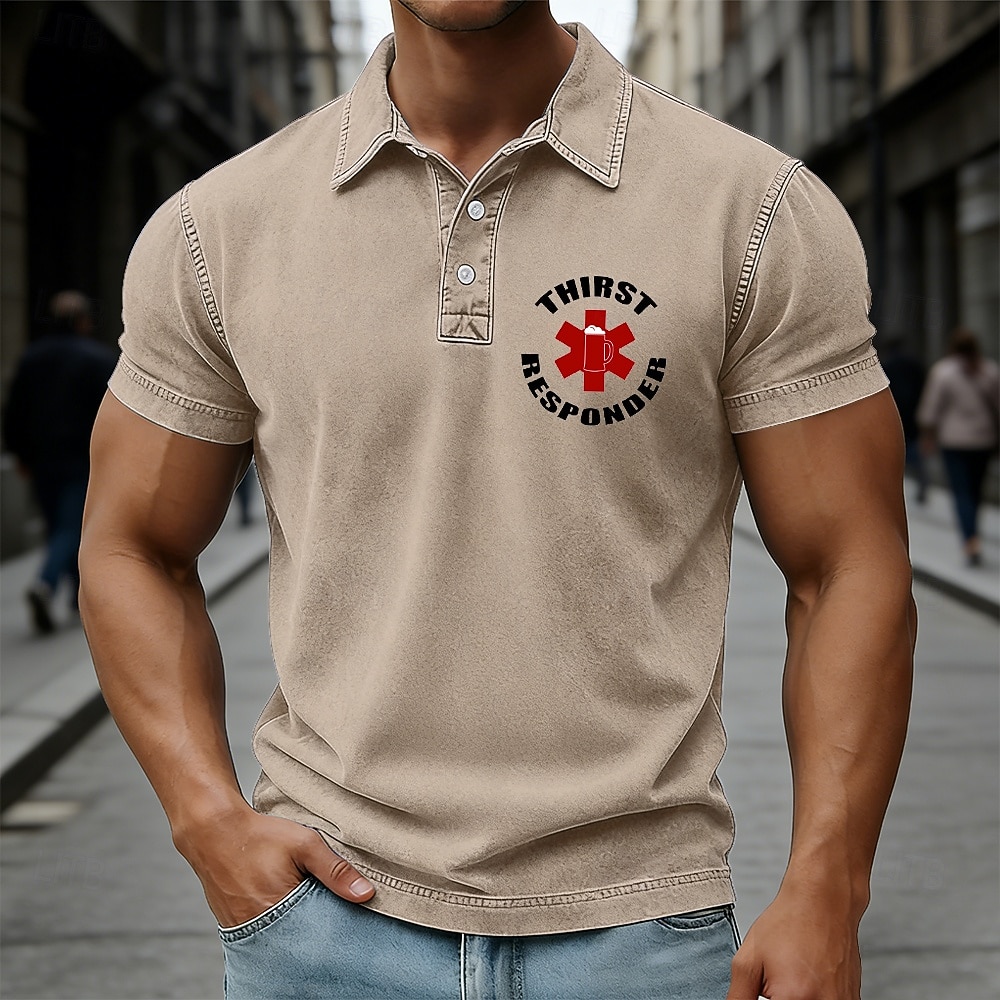 SoftFade™ Men's Graphic Acid Wash Shirt 100% Cotton Short Sleeve Polo Shirts Collared Shirts Holiday 3D Print Buttons Spring & Summer Blue Purple Brown 2026 - $31.99 –P3