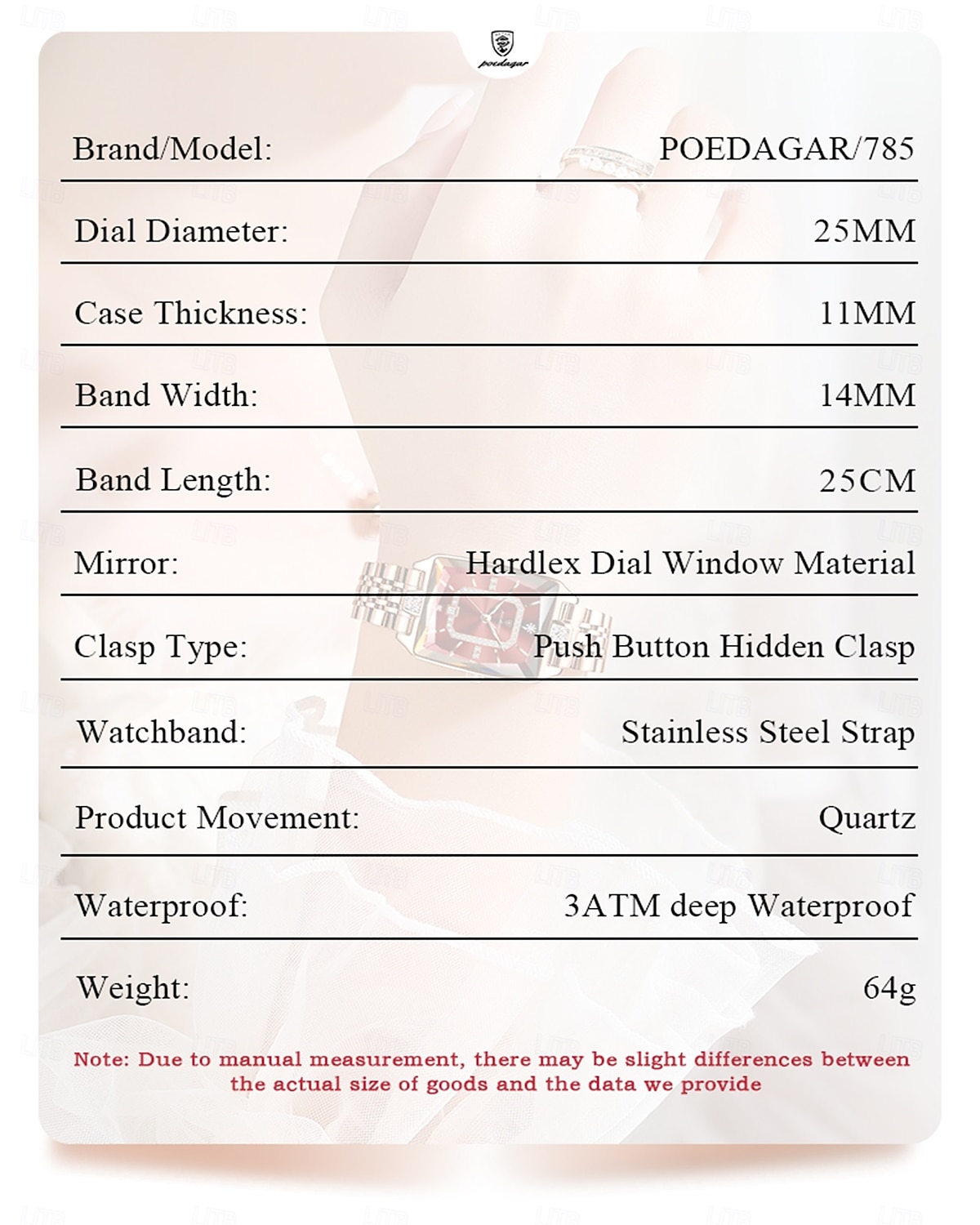 Mother's Day Gift Women's Watch, Rose Gold Square Dial with Sparkling Crystals, Waterproof Stainless Steel Band Quartz Wrist Watch, Elegant Dress Watch Jewelry for Her Wife, Multiple Color Dials 2026 - $35.99 –P5