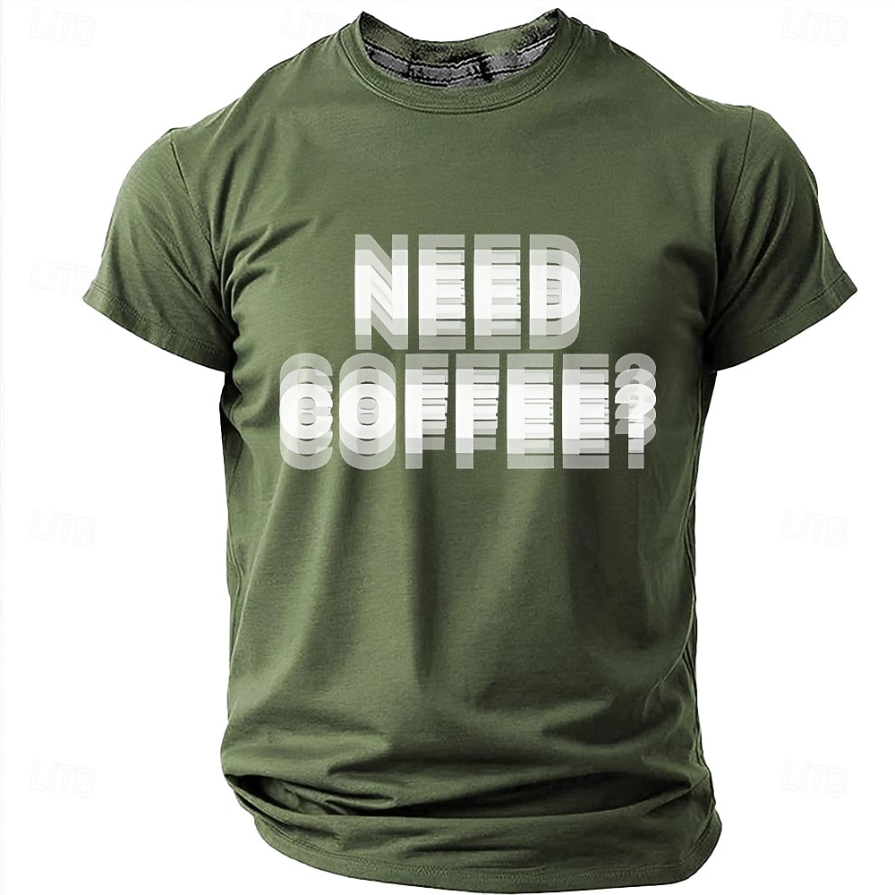 Men's NEED COFFEE? Funny Blurry Dizzy Effect Graphic T-Shirt Coffee Lover Gift Motion Blur Text Print Casual Short Sleeve Tee Office Humor Designer Clothing Apparel S M L XL XXL XXXL 2026 - $21.99 –P7