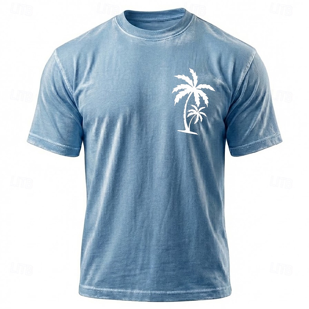 Men's Coconut Palm T Shirt Mineral Washing Tee Short Sleeve T shirt Acid Wash Crew Neck Shirt Vintage Retro Casual Beach Travel Blue Purple Gray Summer Spring Clothing Apparel M L XL 2XL 3XL 2026 - $21.99 –P2