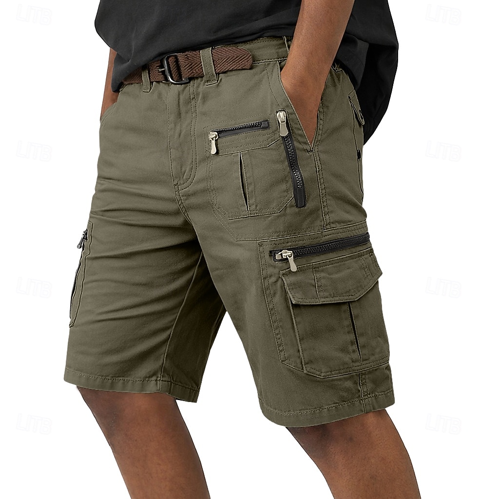 Men's Tactical Cargo Cargo Shorts Shorts Casual Shorts Pocket Elastic Waist Plain Calf-Length Casual Outdoor Streetwear Fashion Streetwear Orange Brown Inelastic 2026 - $35.99 –P5