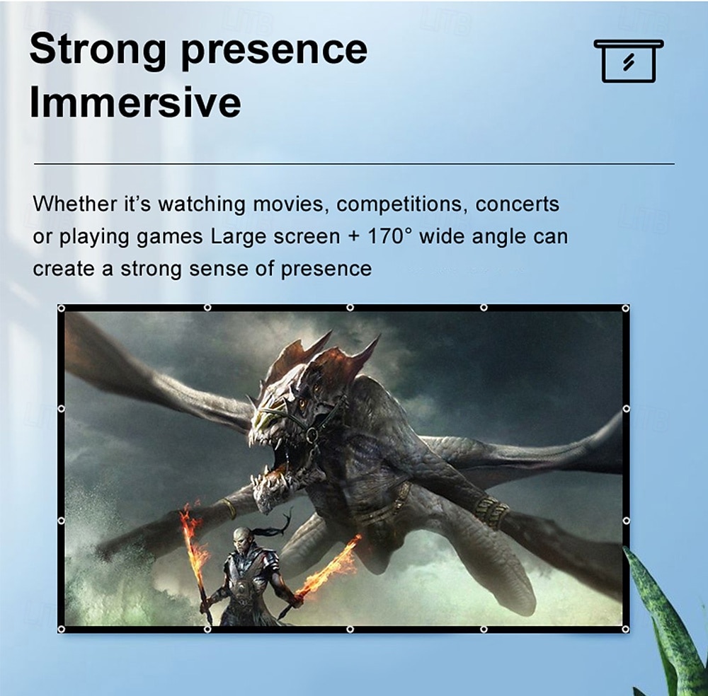 Projector Screen 16:9 HD 4K, Foldable Portable Projection Screen for Home Theater, Indoor Outdoor Movie Screen with Reinforced Edges and Grommets, Anti-Crease Video Screen for Office & Backyard 2026 - $19.99 –P9