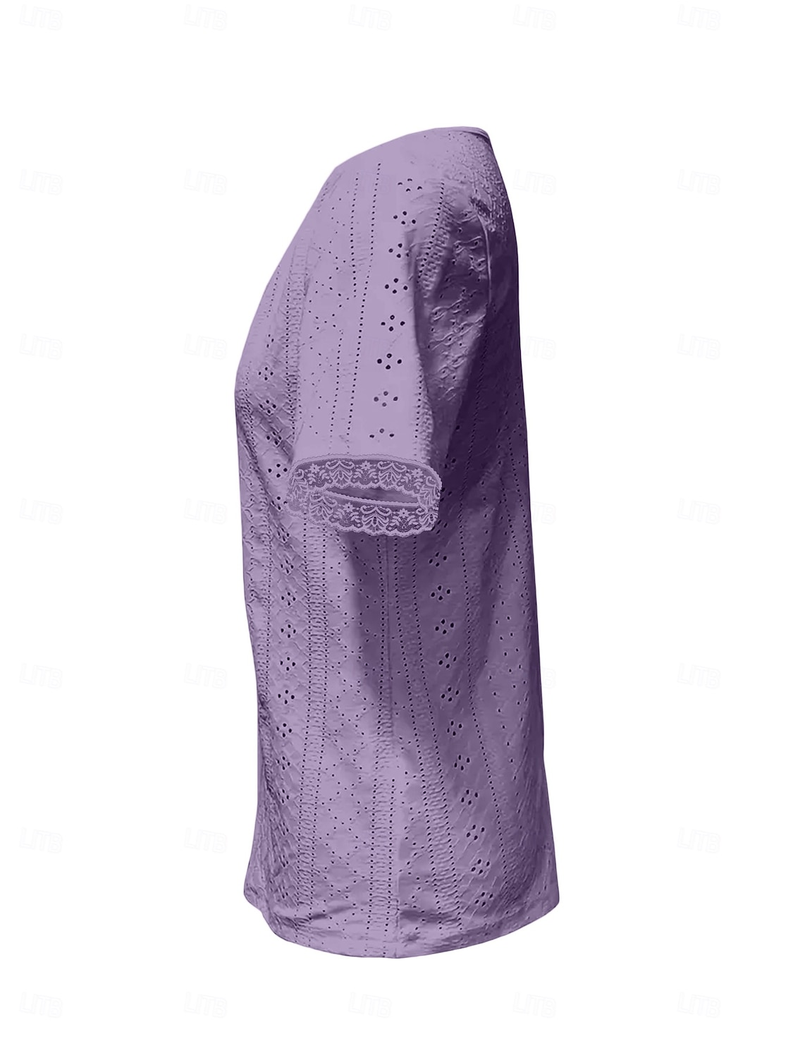 Women's T Shirt Tee Top Eyelet Plain Fashion Stylish Classic Short Sleeve Square Neck Regular Tops Long Tops Daily Going out Weekend Blue Purple Summer Spring 2026 - $24.99 –P3