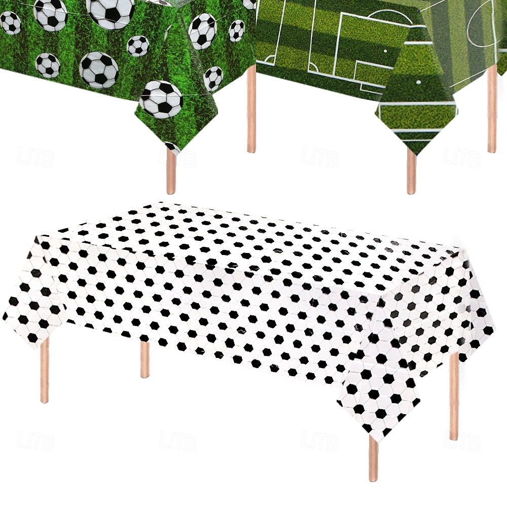 طقم من 3 مفارش طاولة لكرة القدم، مناسبة لمباريات الصيف العالمية، مقاس 54 × 108 بوصة، غطاء طاولة من البولي إيثيلين المقاوم للماء للاستخدام مرة واحدة، زينة طاولة لحفلات ذات طابع رياضي، مثالية لأعياد 2026 - $20.99 –P4