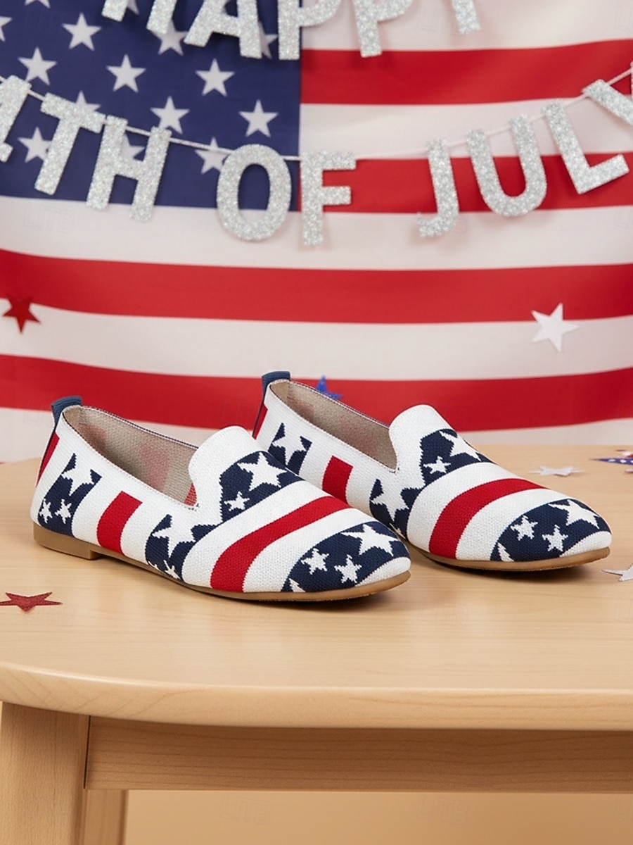 Mocasines para mujer conmemorativos del 250.º aniversario de EE. UU.: zapatos planos sin cordones con estrellas y rayas patrióticas para celebraciones del Día de la Independencia de 2026, picnics al aire libre y desfiles festivos. 2026 - $24.99 –P4