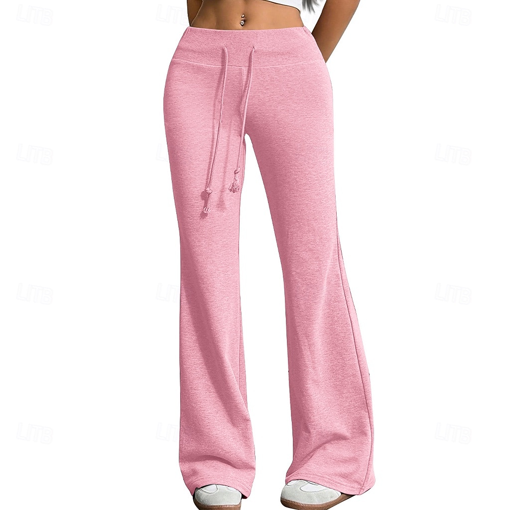 Mujer Pantalones de Deporte Pantalones Pantalones de verano Pantalones casuales Vacaciones Moda Casual / Diario Longitud total Alta cintura Plano Correa Cintura elástica Pierna recta Comodidad Suave 2026 - $22.99 –P15
