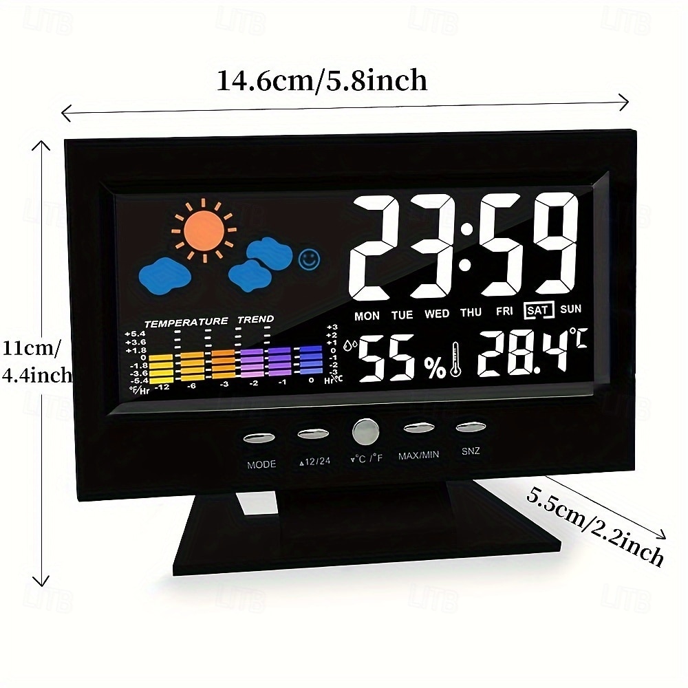 Intelligent Multi-function Voice-controlled Digital Weather Clock With Backlight, Temperature And Humidity Measurement, Weather Forecast, Electronic Clock, And Alarm Clock 2026 - kr.229 –P4