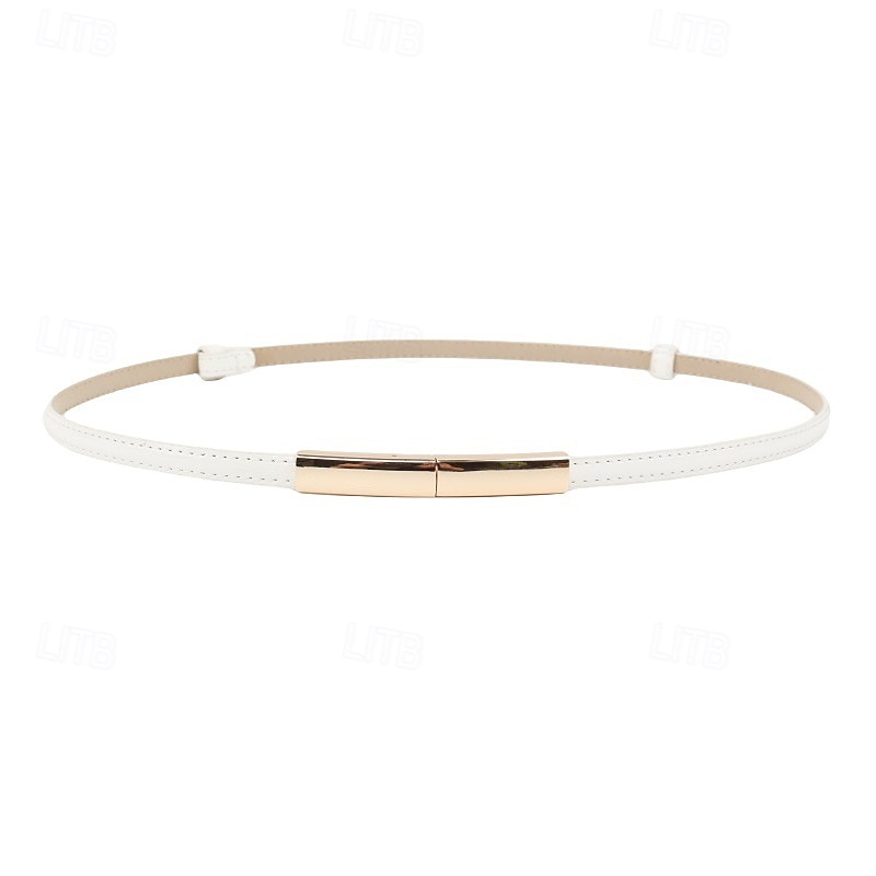 Жен. Полиуретановый ремень с пряжкой Искусственная кожа Металлический бак Геометрический принт На каждый день Повседневные Праздники Синий Черный Белый Розовый 2026 - $5.99 –P3