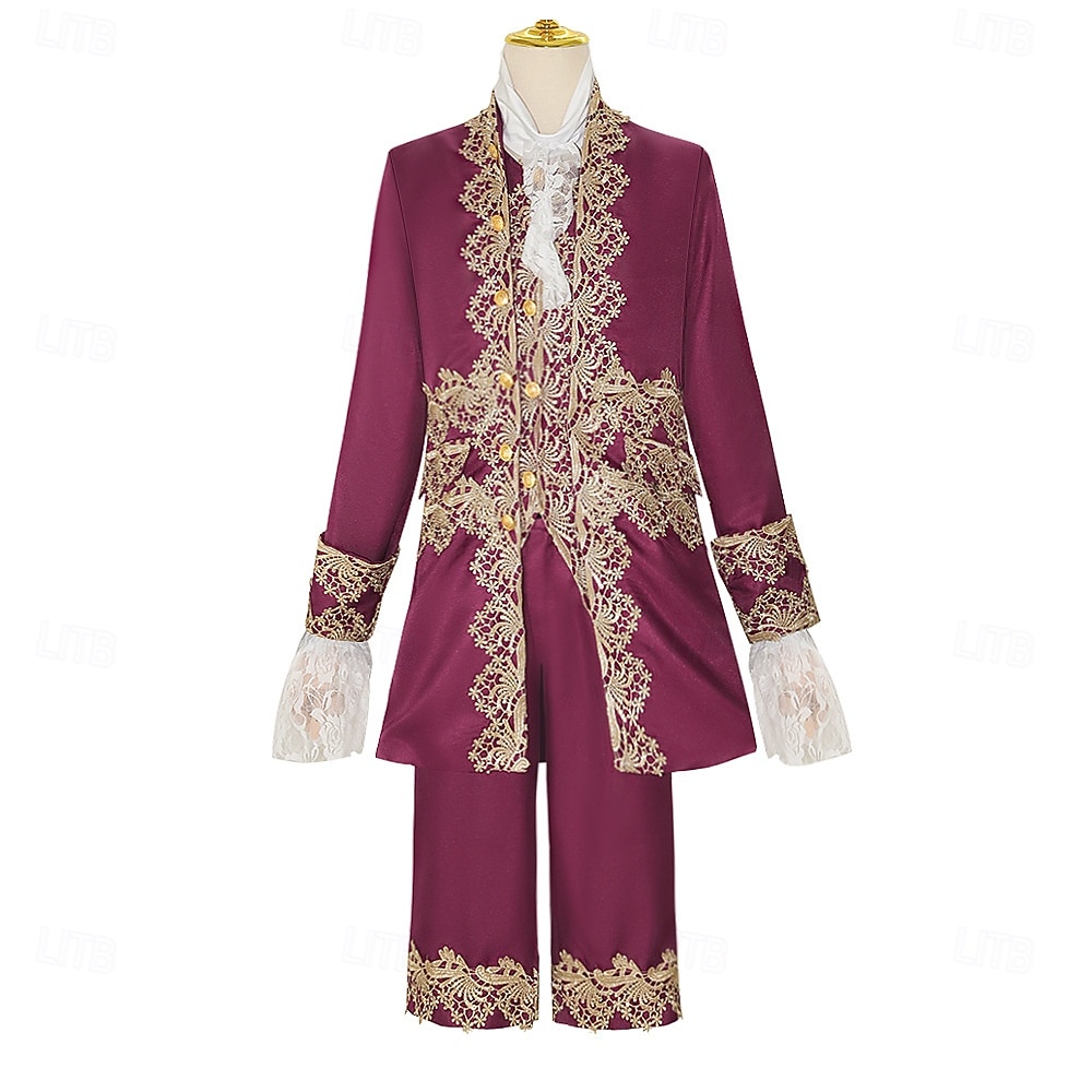 Retrò Vintage Rococò Lunghezza al ginocchio Pantaloni Gilet Collari falsi Principe Gentiluomo Nobile Costume Per uomo Halloween Carnevale Mascherata Fiera Rinascimentale Festa a tema retrò Adulti del 2026 a $94.99 –P1