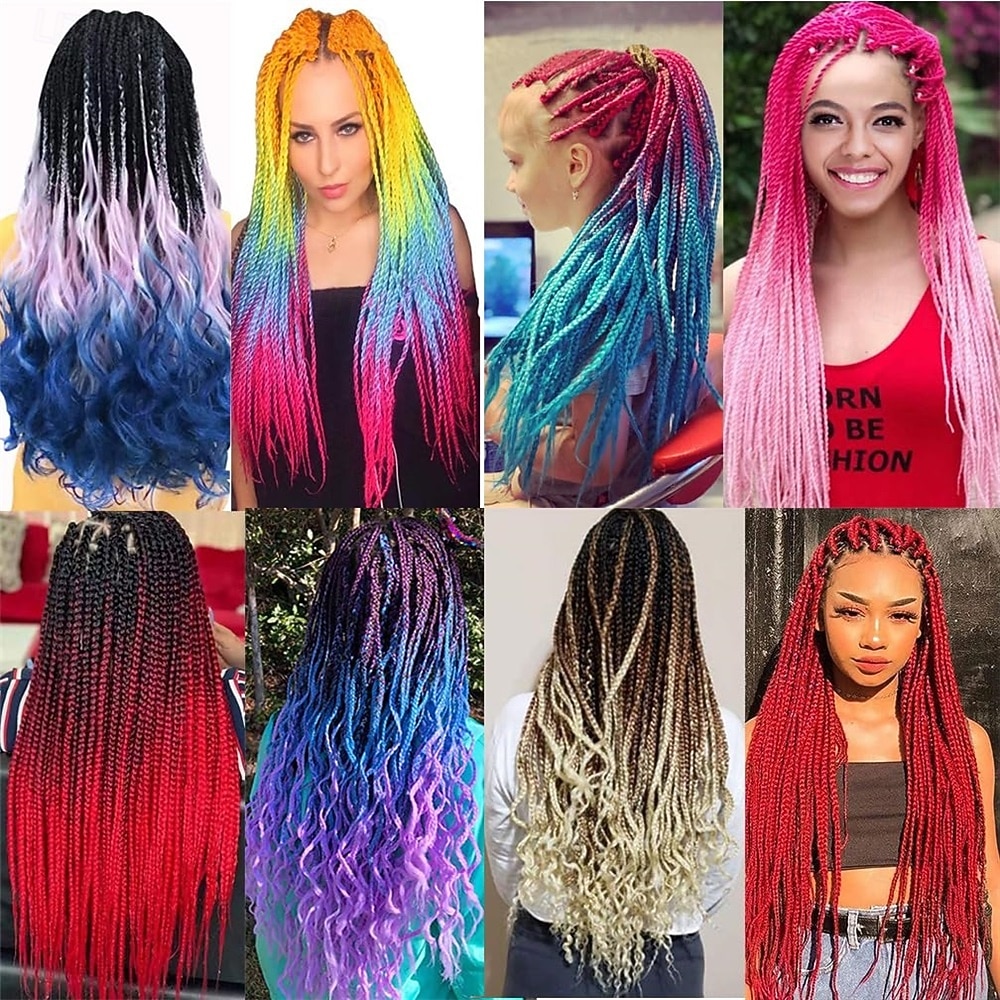 Braiding Hair Ombre Black to Red Braid Hair Extensions Hot Water Setting High Temperature Synthetic Fiber 24 Inches(B1-3Pack) 24 Inch (Pack of 3) 2026 - $31.99 –P6