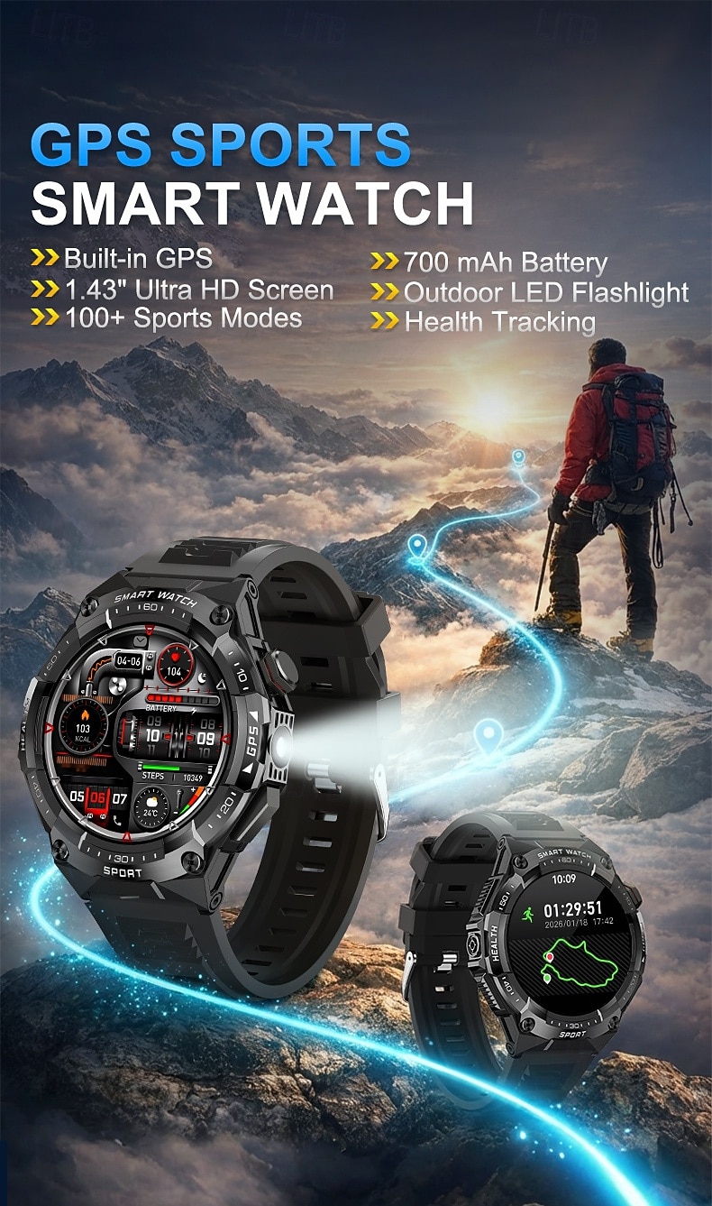 Smartwatch AMOLED da 1,43" per uomo e donna, chiamate Bluetooth, batteria da 700 mAh, impermeabile fino a 3 ATM, orologio fitness. del 2026 a $87.99 –P1