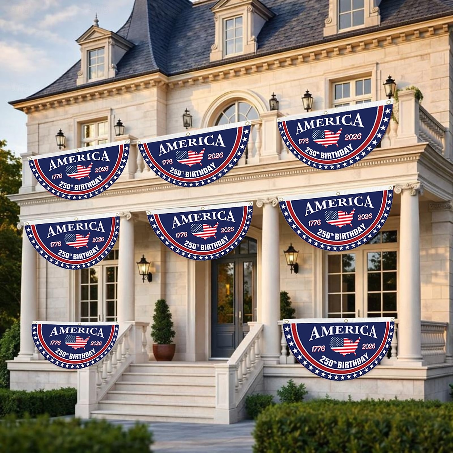 2PCS U.S. 250-årsjubileumsflagga 1,5X3 FT 1776-2026 Fläktflaggor Patriotiska stjärnor gårdsskyltar hängande dekoration för utomhus ytterdörr veranda välkomnande bakgrund med mässingsöglor 2026 - $18.99 –P4