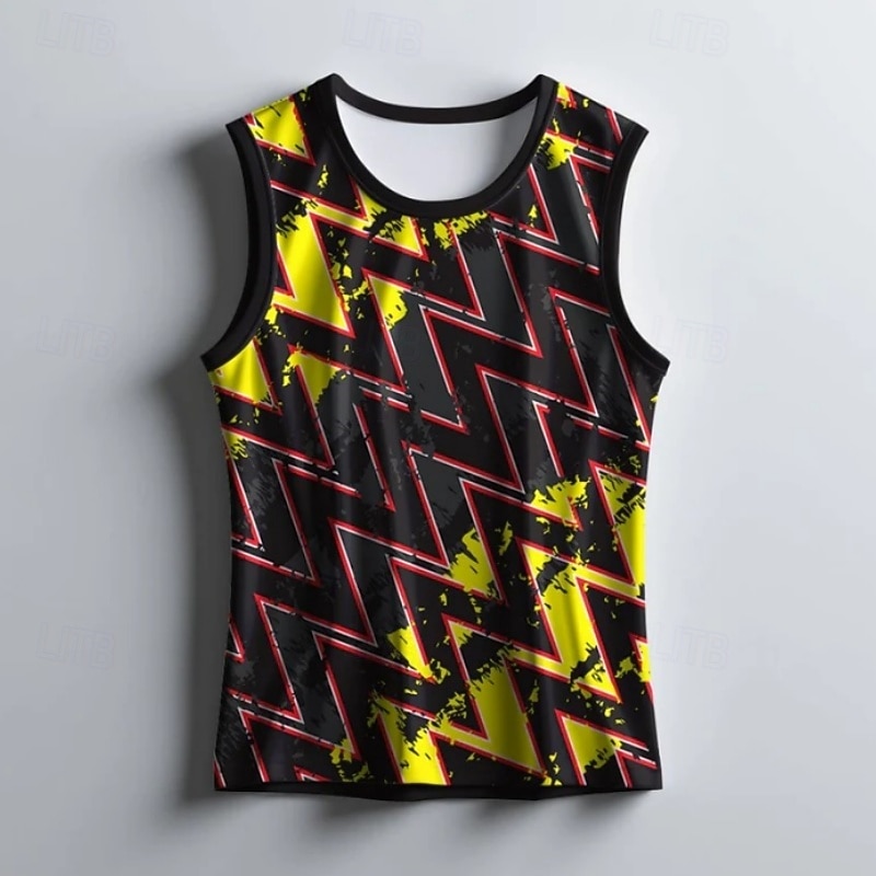Herre Grafisk Geometrisk Treningstank topp Singlet til jogging Gymtopp Sommer Ermeløs Hurtigtørkende Myk Pustende Treningsøkt Løp Vandring Jogge Gul Rød Blå Sports Sportsklær 2026 - $17.99 –P10