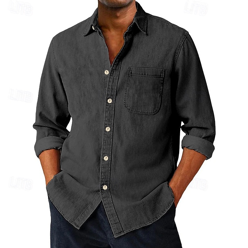 Camicia da Uomo SoftFade™ Camicia Casual Camicia Button Up Camicia Cargo Camicia Acid Wash Rossa Manica Lunga Piana Colletto Quotidiano Abbigliamento Esterno Moda Moderna Casual Comfort del 2026 a $31.99 –P4