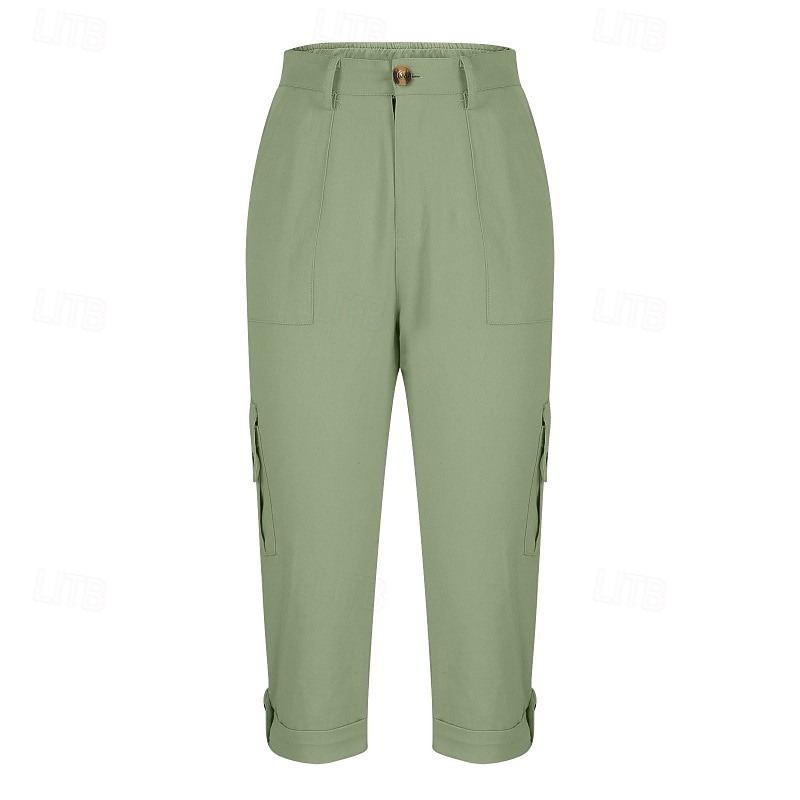 Per donna Pantaloni Cargo Pantaloni capri Chinos Vacanza Streetwear Casual Lunghezza al polpaccio Vita media Semplice Tasca Fascia Elastica Comodo Comodità Inelastico Quotidiano All'aperto Streetwear del 2026 a $33.99 –P14