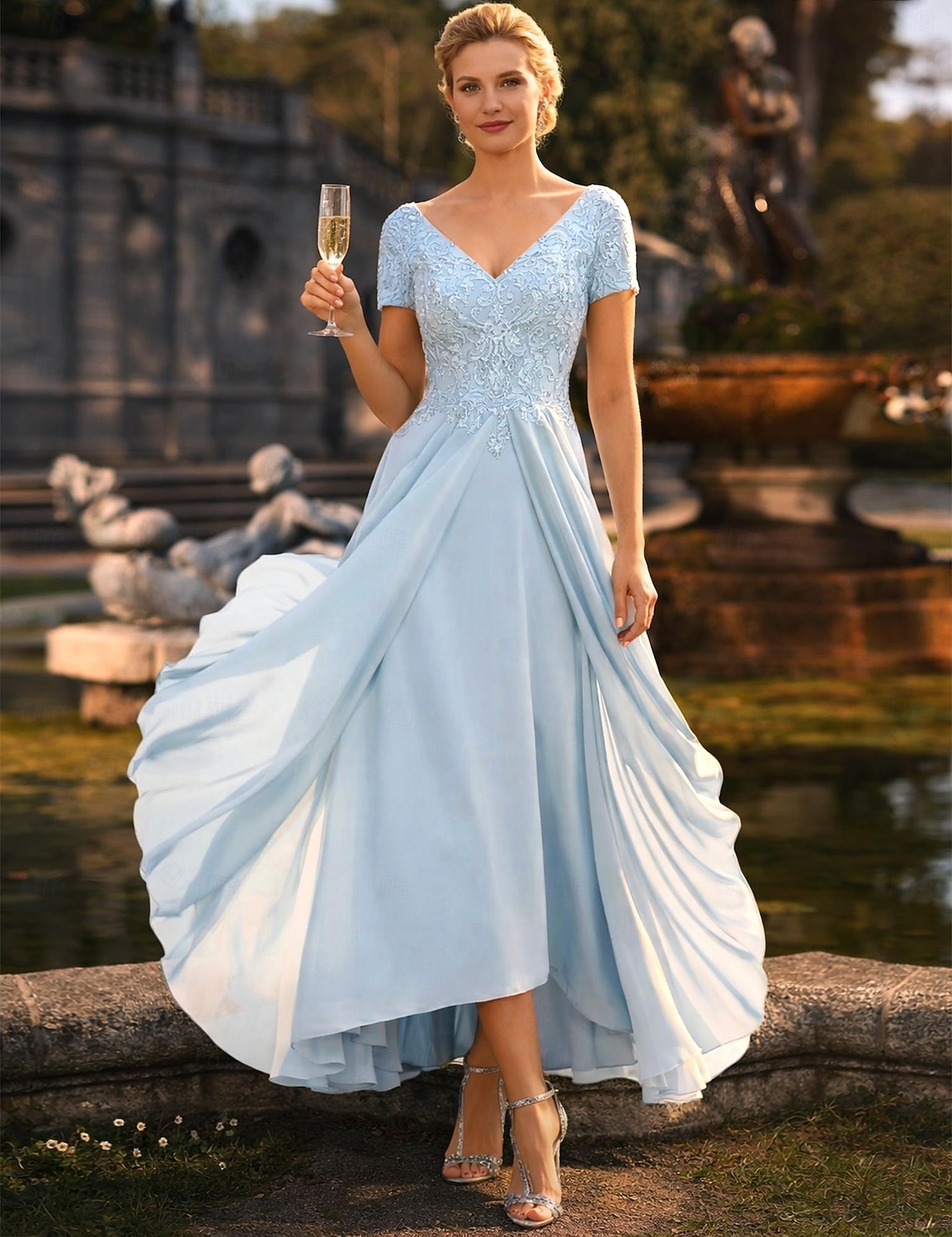 A-Line Tea Length Party Dress Cocktail Dress Wedding Guest Dress Mother of  the Bride Dress