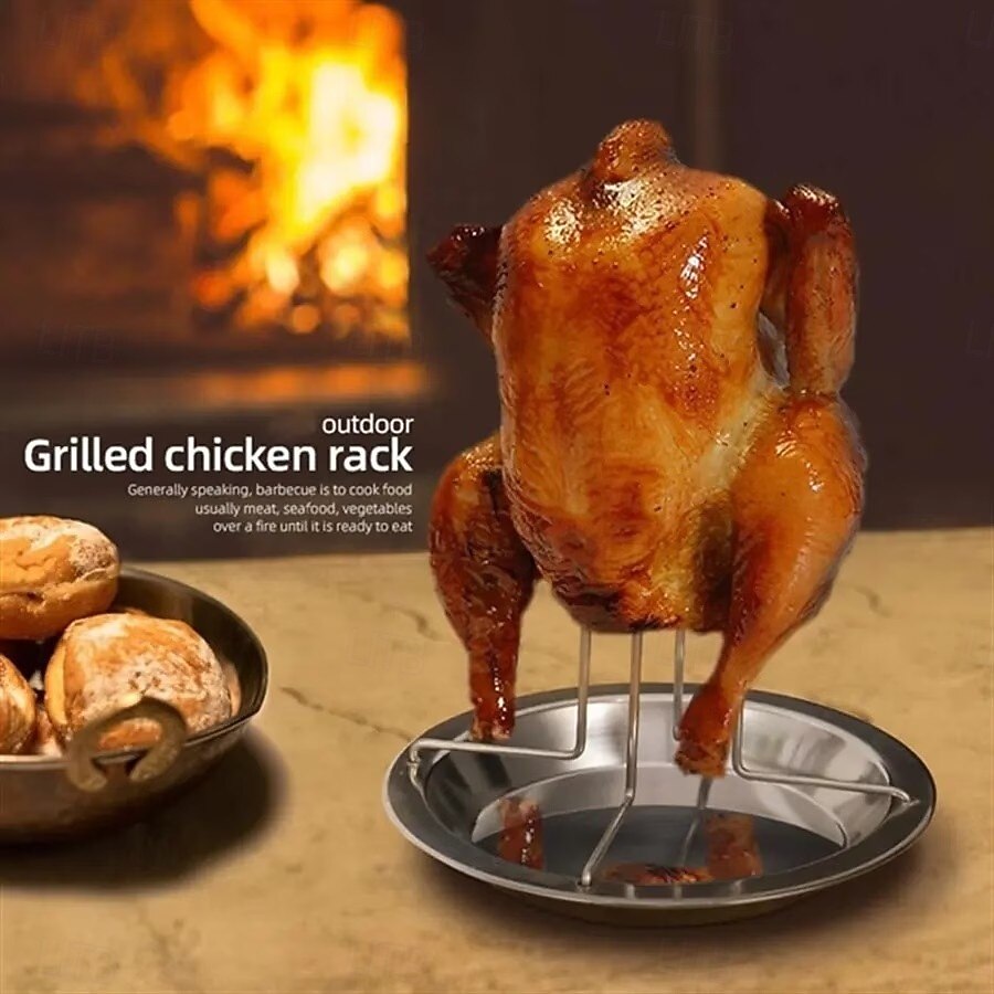 1/2 db rozsdamentes acél csirkesütő rács csepptálcával - tapadásmentes, összecsukható grillrács, grillekhez és sütőkhöz alkalmas, tartós fémrács, ideális kültéri kempingezéshez és otthoni grillezéshez 2026 - $12.99 –P1