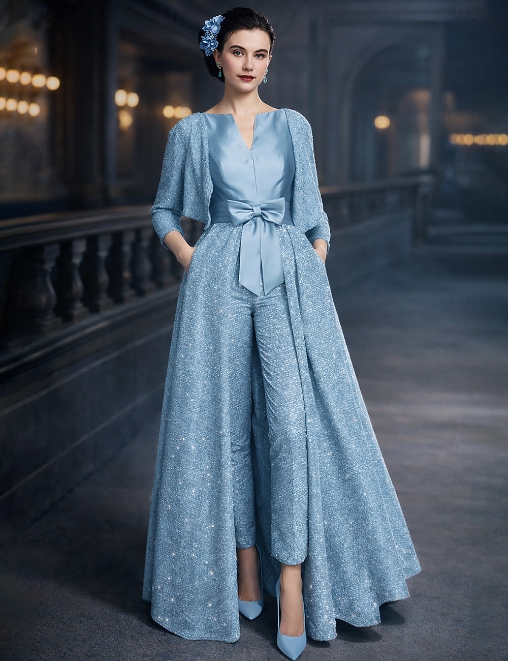 Tuta Completo Pantalone Tre Pezzi Lunghezza alla caviglia Abito da cerimonia per signora Manica 3/4 Scollo Tondo Elegante Brillare & Splendere Formale Ospite di nozze Ricevimento di matrimonio Con del 2026 a $206.99 –P1