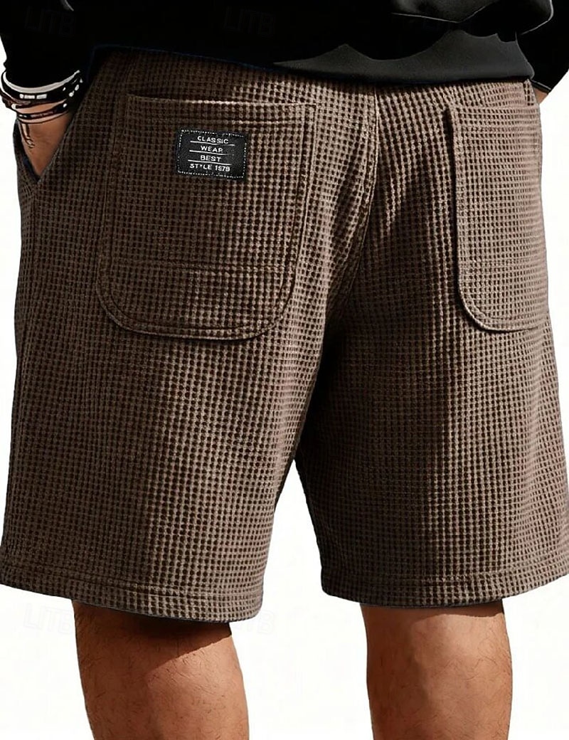 Homme Short gaufré Shorts Short décontracté Avec Poches Taille Élastique Uni À carreaux Confort Respirant Longueur Genou Occasionnel Extérieur Vacances Vacances Mode Noir Blanche Micro-Élastique de 2026 ? $25.99 –P4
