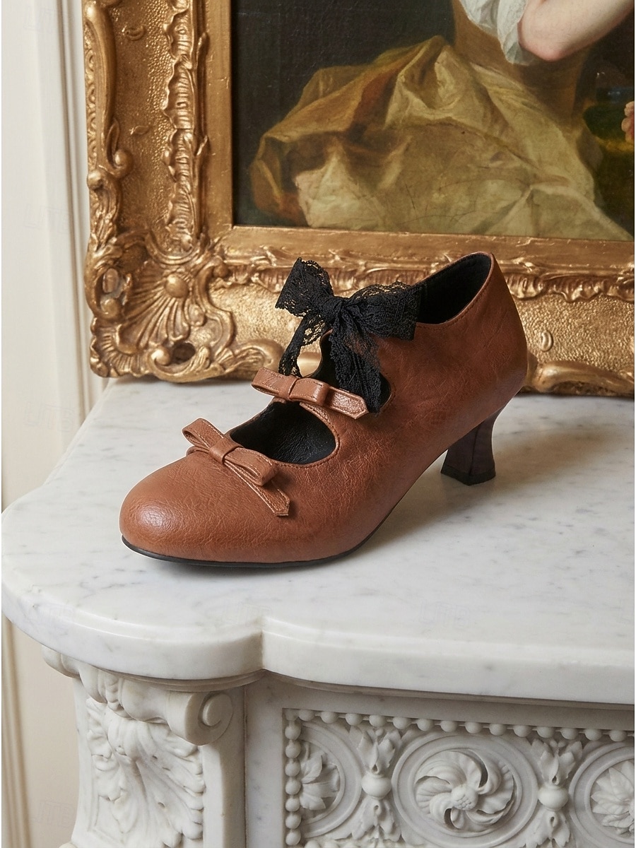 Mary Jane in stile vittoriano da donna: eleganti décolleté retrò edoardiane con triplo fiocco e nastro in pizzo per matrimoni vintage e feste del tè &costumi d'epoca del 2026 a $59.99 –P7