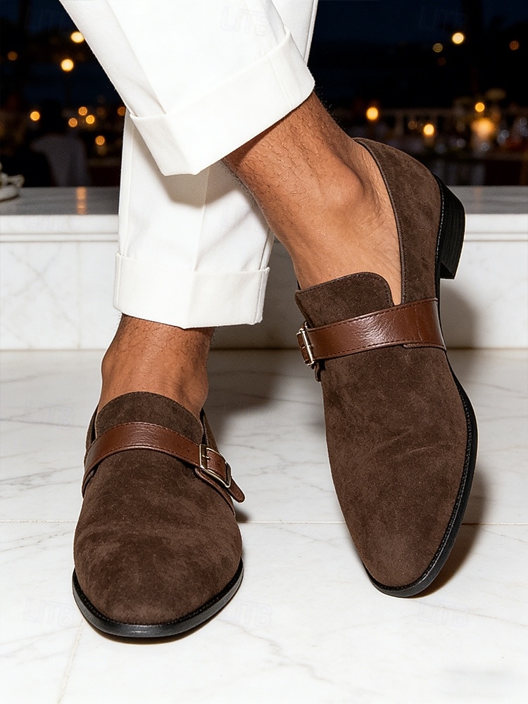 Mocassins à boucle en daim pour homme, chaussures habillées classiques à enfiler, idéales pour les soirées de villégiature, les cocktails au coucher du soleil, les mariages sur la plage, les dîners de fêtes et les vacances de luxe, dans un style chic et d de 2026 ? $54.99 –P1