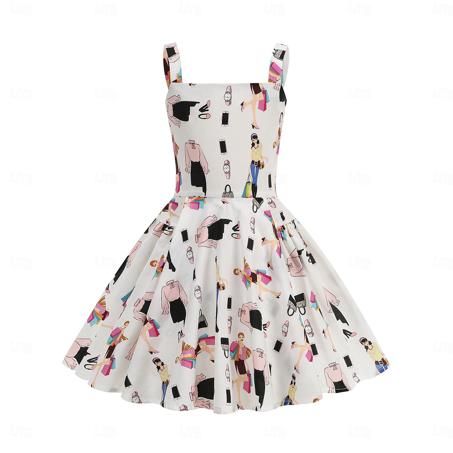 Lata 50. Retro / vintage Do kolan Sukienka Rockabilly Rozkloszowana sukienka Bez rękawów Strój na bal maskowy Dla dziewczynek Halloween Karnawał Bal maskowy Studniówka Wieczorna impreza Przyjęcie 2026 - $39.99 –P10