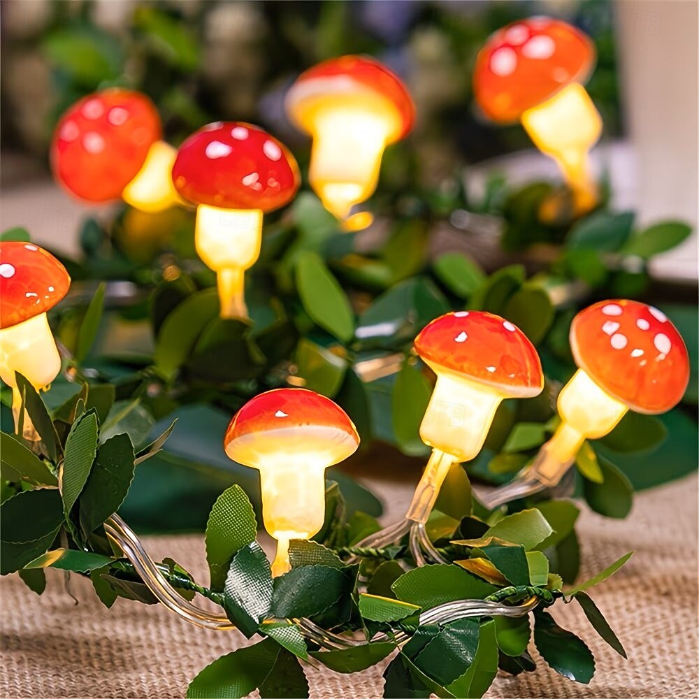Guirnalda de luces LED con forma de hongo, 3 m, 20 LED, funciona con pilas, ideal para fiestas de Pascua, bodas, jardines, decoración interior y exterior. 2026 - $14.49 –P6