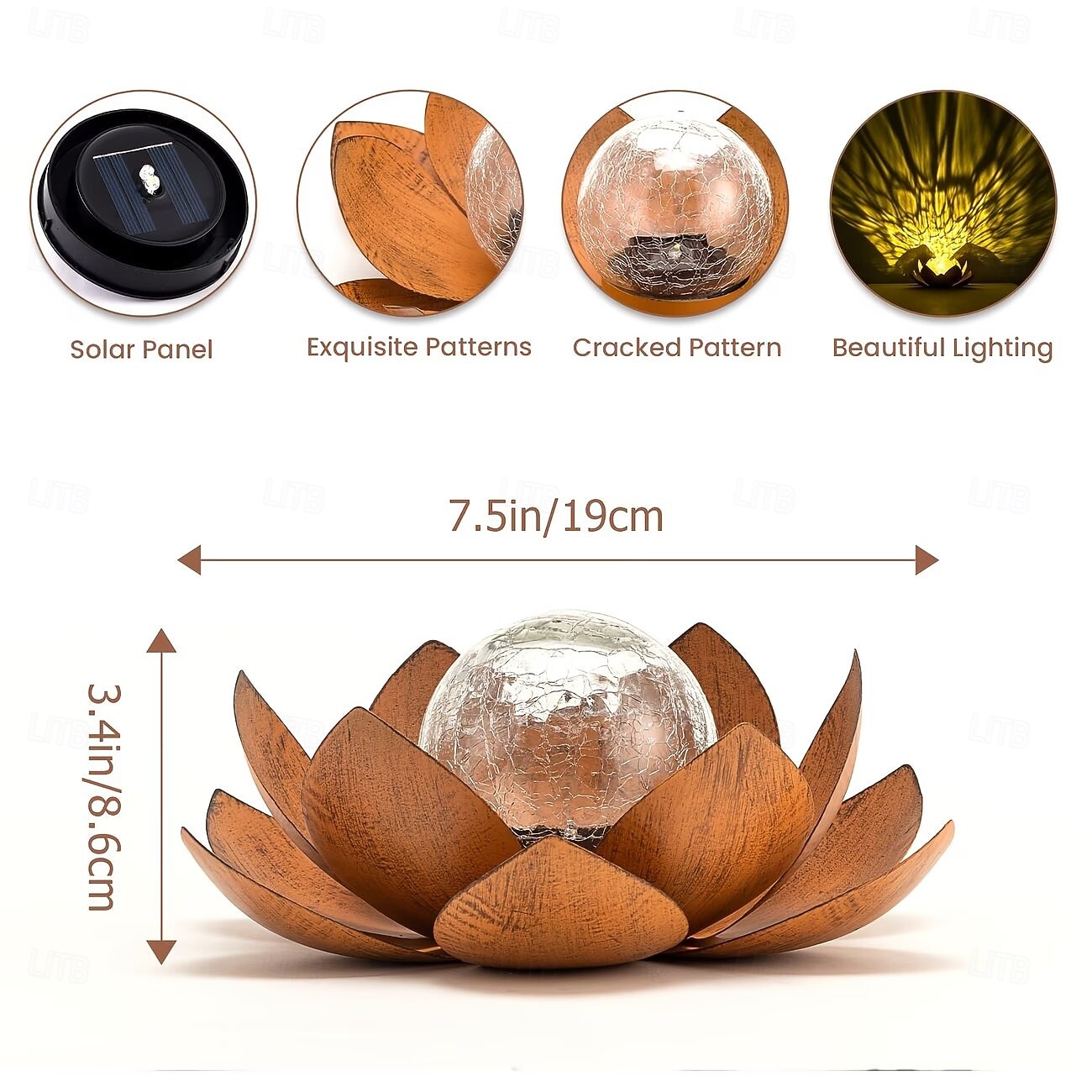 Solar-Powered for Lotus Lamp with Metallic Finish - Waterproof LED Outdoor Garden Light, Spherical Glass Design for Courtyard, Lawn, Walkway, Table Decor - Ideal Gift for Festivals, Outdoor Decor Led 2026 - $35.99 –P8
