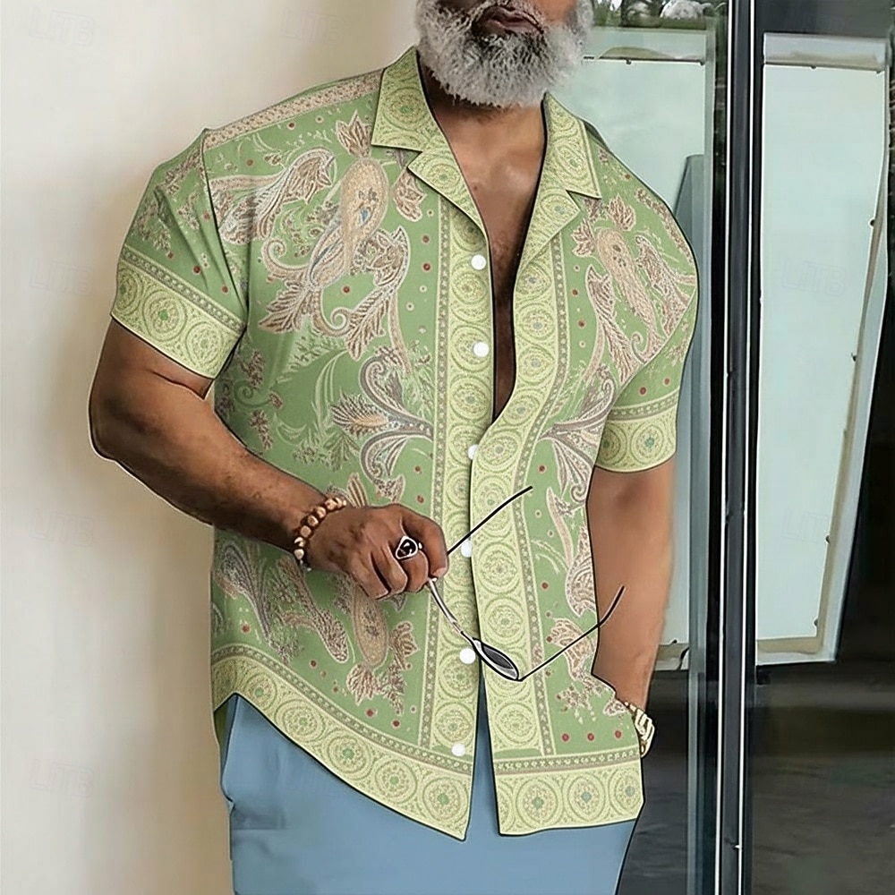 Per uomo Paisley Stampa Floreale Etnico Camicia Camicia con Bottoni Camicia con collo camp Manica Corta Vintage Retrò Abbigliamento casual alla moda Vacanza Estate Primavera Colletto cubano Stampa 3D del 2026 a $25.99 –P4