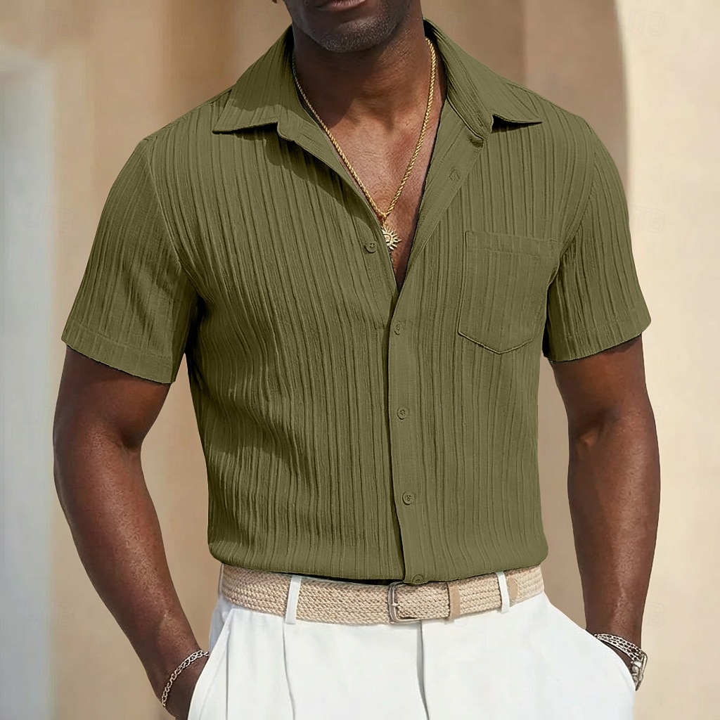 Hombre Camisa Camisa de verano Camisa casual Camisa de playa Abotonar la camisa Camisa Jacquard Blanco Manga Corta Plano Líneas / Olas Diseño Casual Ropa de calle Ropa Poliéster Moda Casual Cómodo 2026 - $22.99 –P8