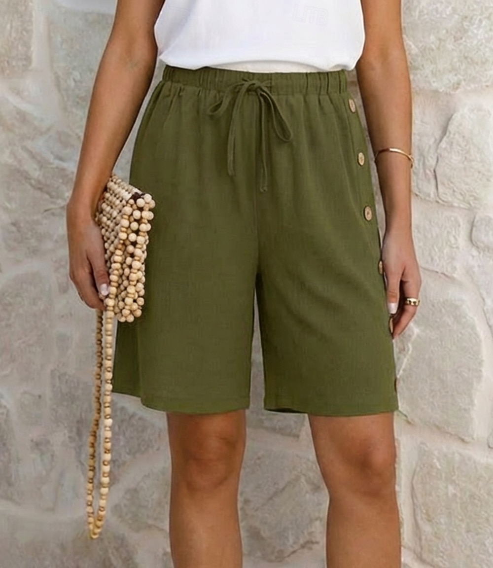 Women's Bermuda shorts Shorts Summer Shorts Burmuda Shorts Vacation Fashion Casual Daily Knee Length Mid Waist Solid Color Plain Drawstring Elastic Waist Comfort Quick Dry Soft Inelastic Streetwear 2026 - $22.99 –P4