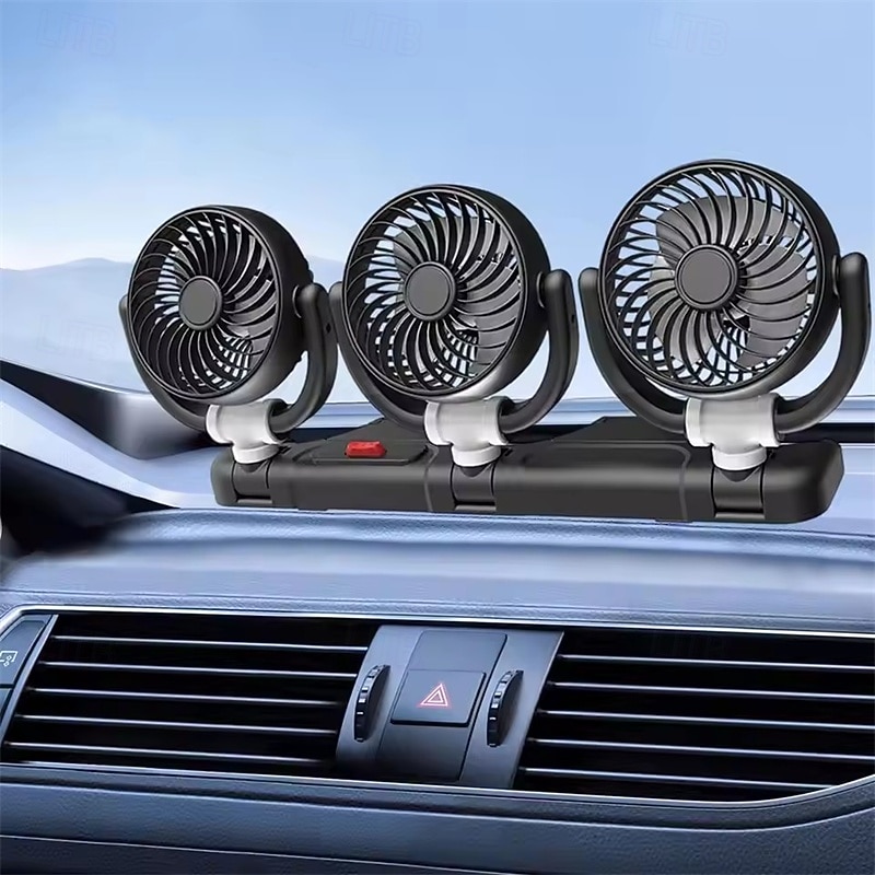 Ανεμιστήρας αυτοκινήτου τριπλής κεφαλής, ανεμιστήρας ψύξης οχήματος 12v 24v με τροφοδοσία USB 3 κεφαλών για ταμπλό, περιστρεφόμενος 360° ισχυρός, ήσυχος αυτόματος κυκλοφορητής αέρα για φορτηγό SUV RV 2026 - $68.99 –P1