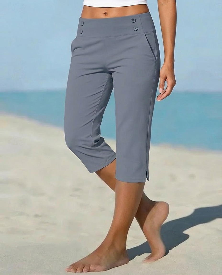 Damen Caprihose Stoffhosen Gemütliche Leggings Urlaub Basic Lässig Wadenlang Natürliche Taille Einfach Seitentaschen Geteilt Bequem Komfort Atmungsaktiv Hohe Elastizität Urlaub Yoga Straße Navy-Blau 2026 - $21.99 –P17