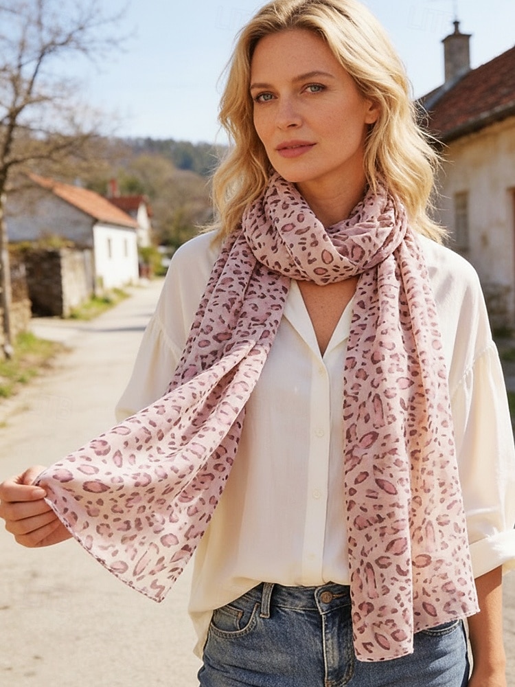 Lenço feminino de chiffon leve estilo boêmio, estampa de leopardo, várias cores, ideal para uso diário, férias e viagens. de 2026 por $9.99 –P1