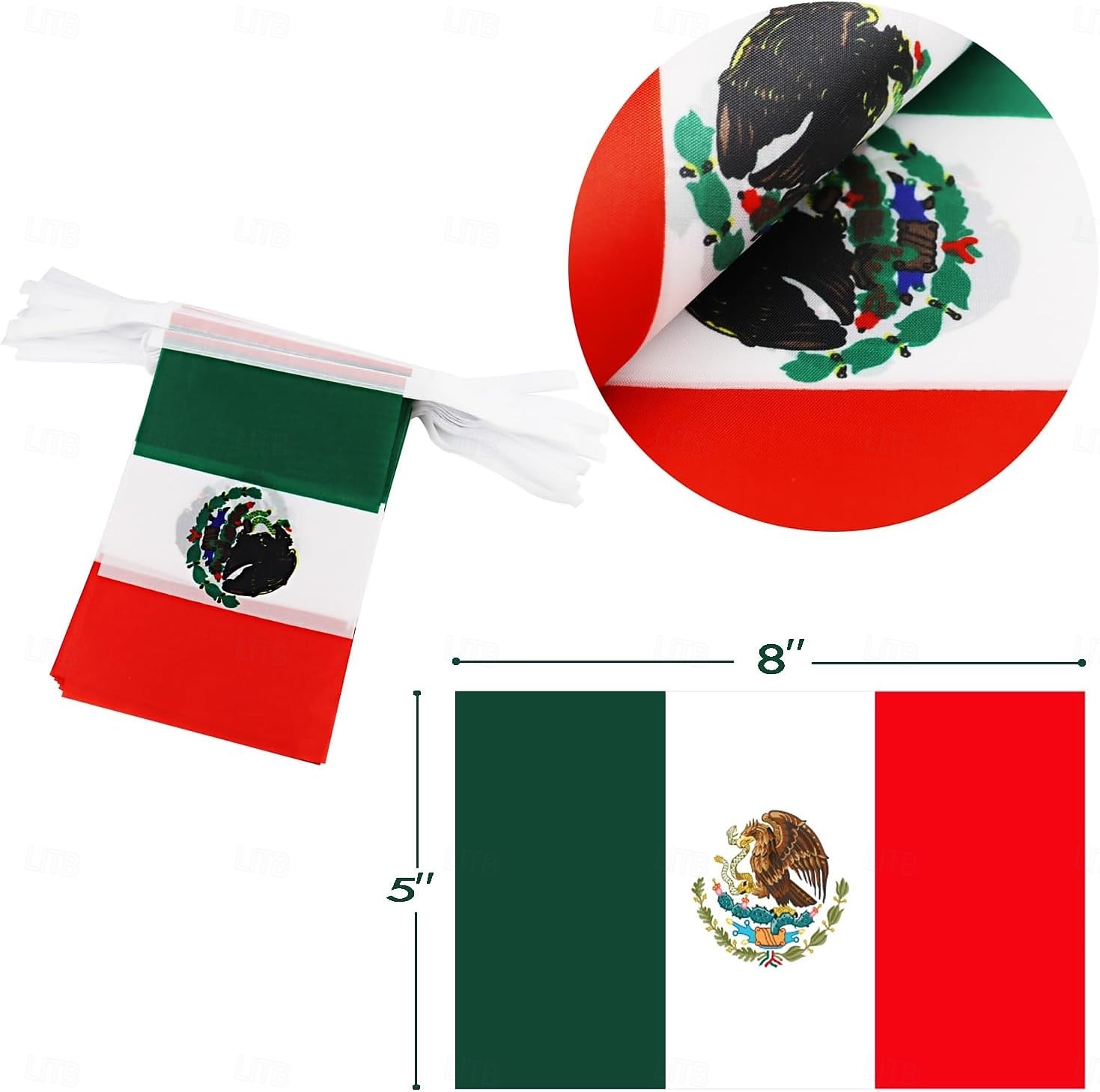 Banderín de bandera mexicana para el Mundial de Fútbol de Verano (50 banderas, 14 metros) para decoración de país, escuela, fiesta y eventos deportivos. 2026 - $16.99 –P3