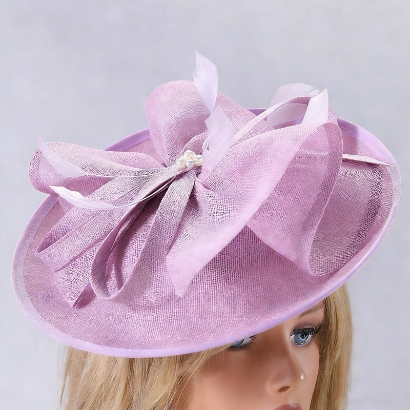 Fascinator Sinamay Matrimonio Compleanno Elegante Vintage Carino Con Piuma Perle Copricapo Copricapo del 2026 a $40.99 –P1