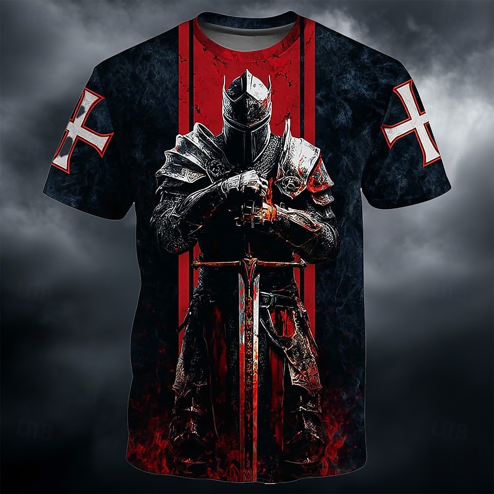 Maglietta Crociati Cavalieri Templari Medievale Crociato Guerriero Corazzato Croce Rossa Spada Gotico Fantastico T-Shirt Stampa tutto sopra a maniche corte Collo rotondo Casual RPG Cosplay Maglietta del 2026 a $21.99 –P2