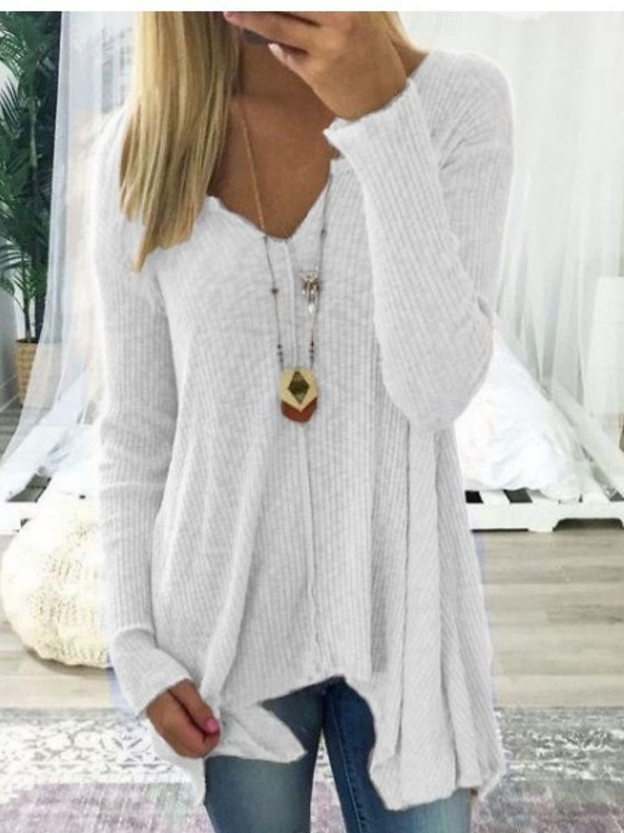 Damen Hemd Bluse Patchwork Knöpfe Einfach Vintage Stilvoll Klassisch Langarm V Ausschnitt Lange Oberteile Täglich Ferien Ausgehen Schwarz Weiß Rosa Königsblau Khaki Sommer Frühling 2026 - $19.99 –P1