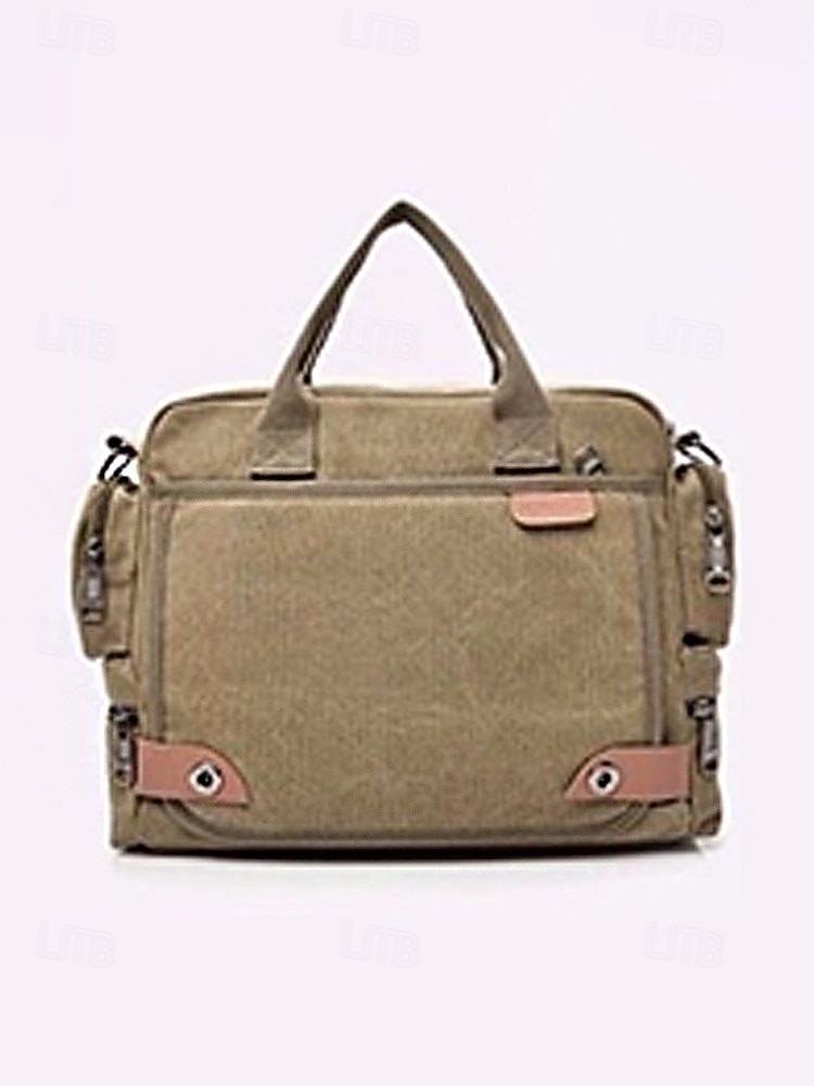 Herentas van canvas met meerdere vakken, geschikt als messenger- of crossbodytas – verstelbare riem, grote inhoud, duurzame stof, ideaal voor dagelijks gebruik, woon-werkverkeer en reizen. 2026 - $32.99 –P4