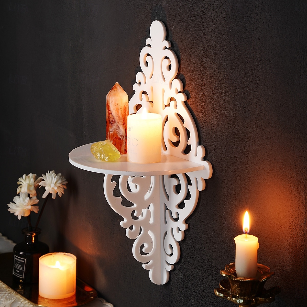Creative Simple White Pattern Decorative Shelf, DIY Assembly Floating Shelf, Ideal for Home Wall Decoration, Living Room Display Stand, Crystal Stone Display Shelf 2026 - $15.99 –P4