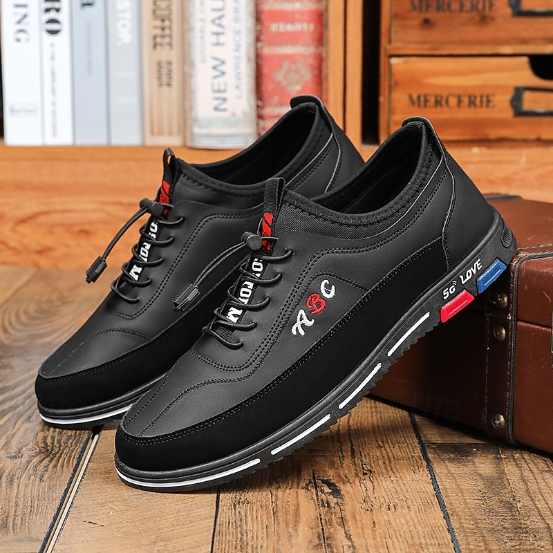 Zapatillas sin cordones de piel sintética negra para hombre: prácticas, cómodas y elegantes para uso informal y diario. 2026 - $29.99 –P2