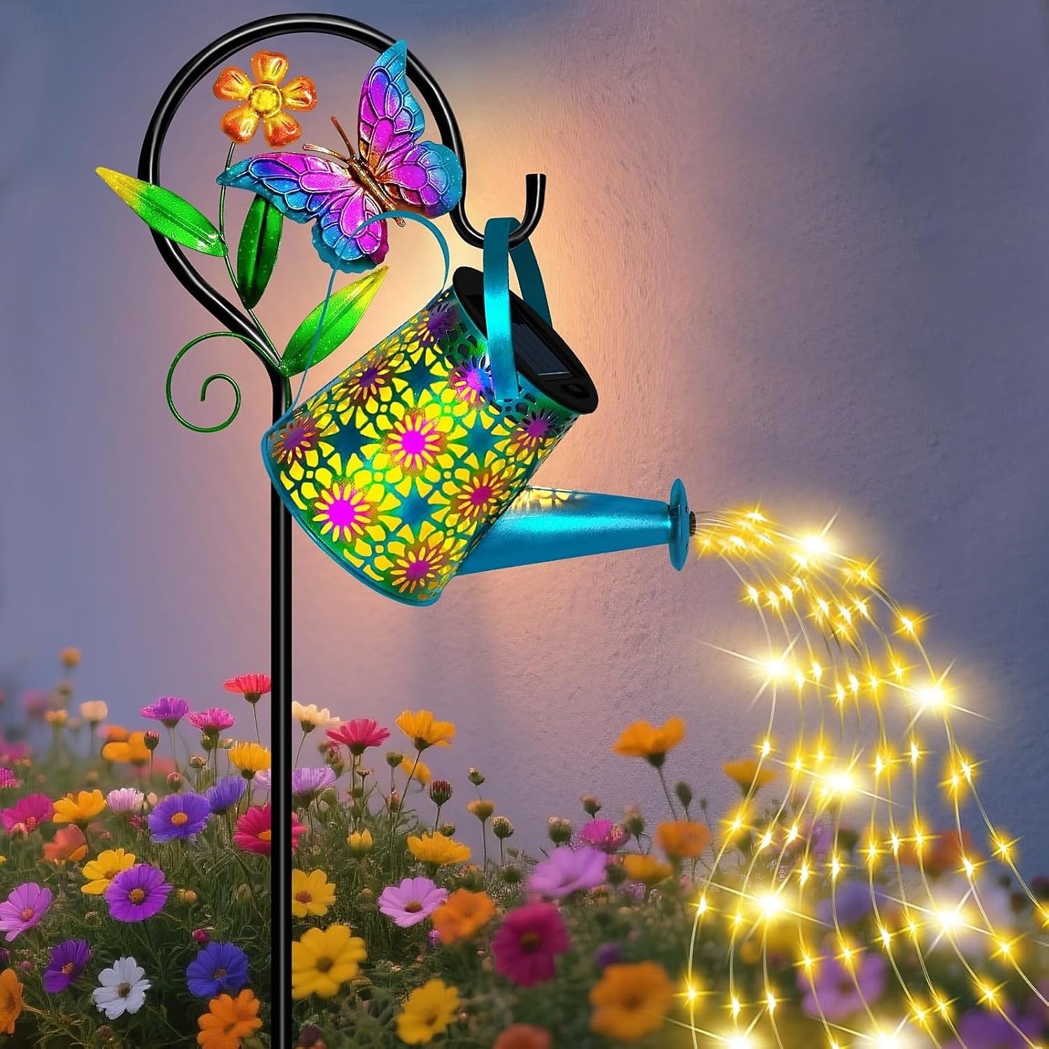 buitenzonne-metalen vlinder &Bloemgieter met prikverlichting, IP65 waterdicht, decoratieve ledlamp voor tuin, terras, erf, pad, gazon, villa, feest, verjaardag & vakantie 2026 - $47.99 –P1