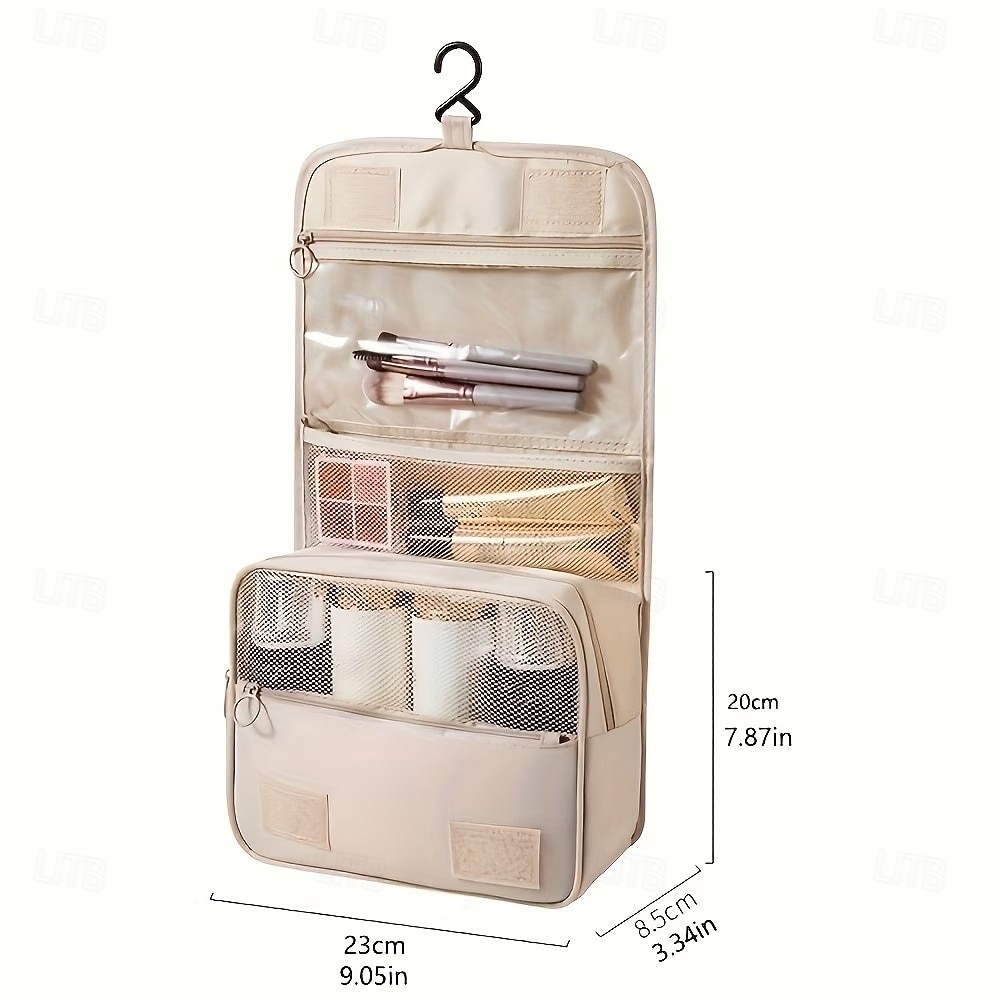 Trousse de toilette en sergé, grande capacité, portable et multifonctionnelle, idéale pour les voyages. Trousse de toilette unisexe avec crochet de suspension, pochette à maquillage, organisateur de de 2026 ? $13.99 –P3