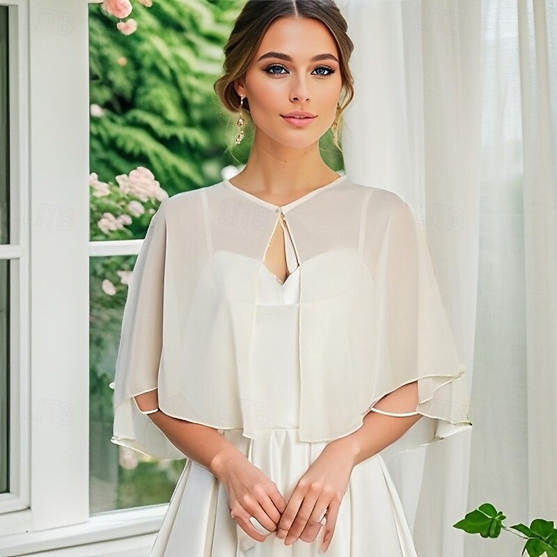 Women's Wrap Shrug Mother's Wraps Bridal's Wraps Wedding Guest 's Wraps Elegant Ladies Formal Style Sleeveless Chiffon Wedding Wraps With Pure Color For Daily Summer 2026 - $22.99 –P1