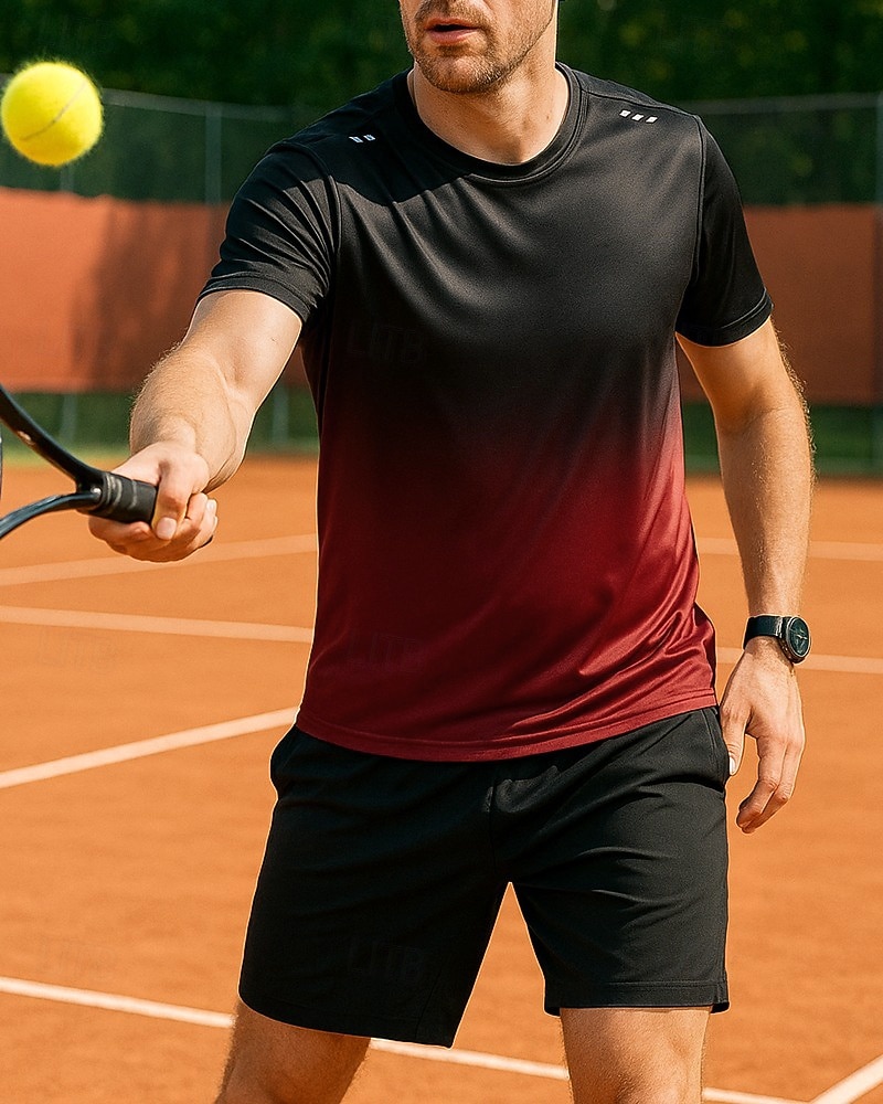 Herr Grafisk Sportset Skjortor & Shorts Tennisset 2 Kort ärm Svettavvisande Fuktabsorberande Andningsfunktion Tennis Golf Pickleball Röd Blå Grön Tenniskläder 2026 - $21.99 –P4